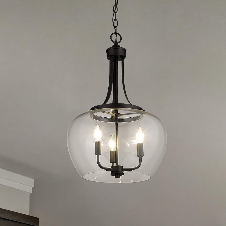 Image 1 Joliet 15 3/4" Wide Matte Black 3-Light Pendant