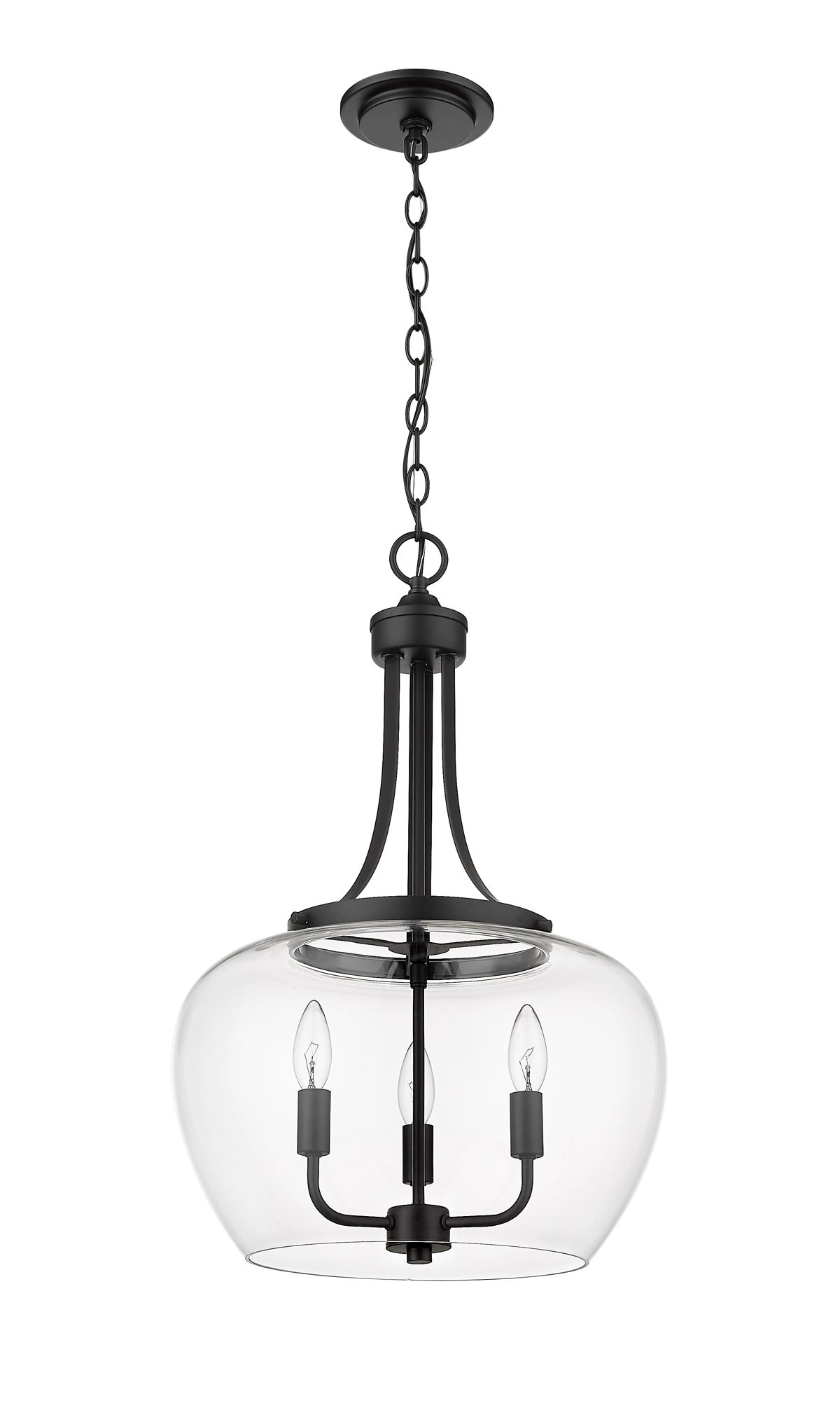 Joliet 15 3/4" Wide Matte Black 3-Light Pendant