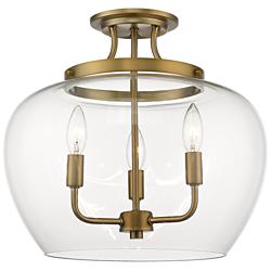 Joliet 15 3/4" Wide Olde Brass 3-Light Ceiling Light