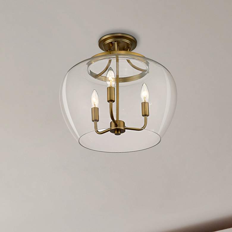 Image 2 Joliet 15 3/4" Wide Olde Brass 3-Light Ceiling Light