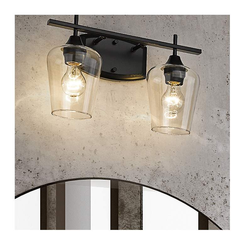Image 2 Joliet 15" Wide Matte Black 2-Light Bath Light