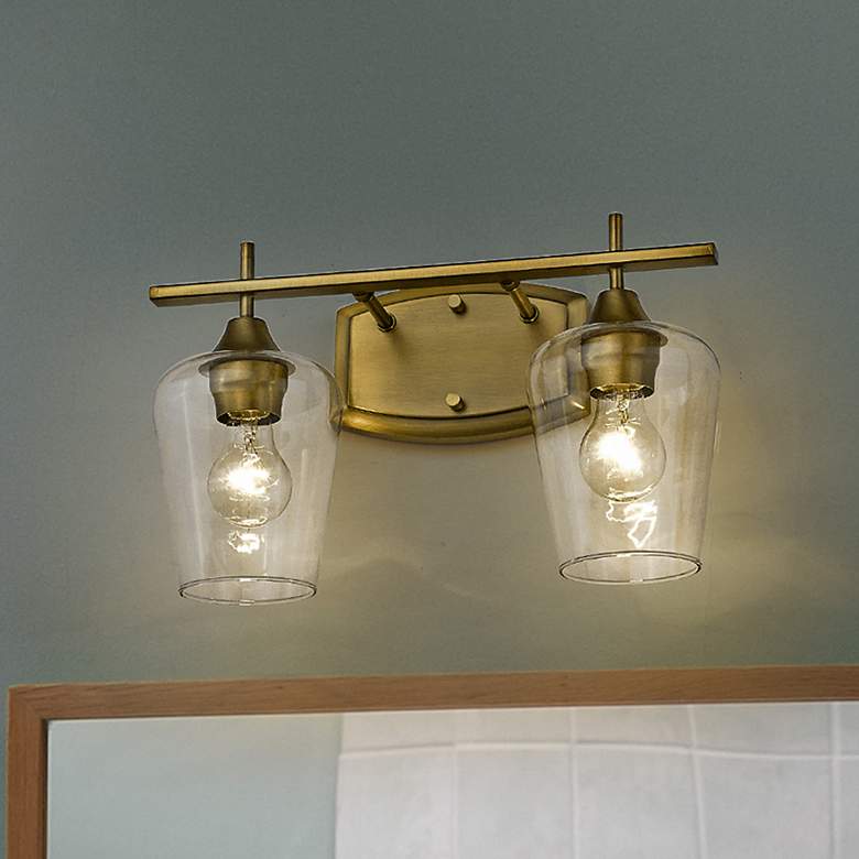 Image 2 Joliet 15" Wide Olde Brass 2-Light Bath Light
