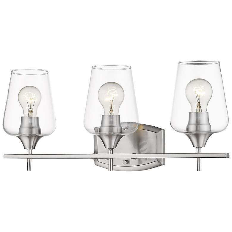 Image 2 Joliet 21 1/2 inch Wide Brushed Nickel 3-Light Bath Light