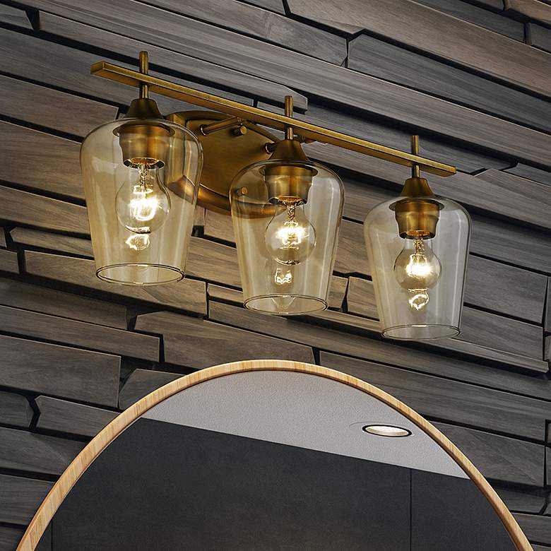 Image 2 Joliet 21 1/2" Wide Olde Brass 3-Light Bath Light