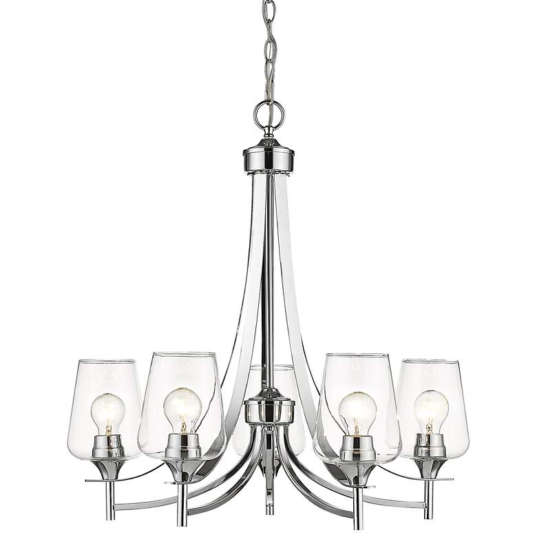 Image 3 Joliet 25" Wide Chrome 5-Light Chandelier