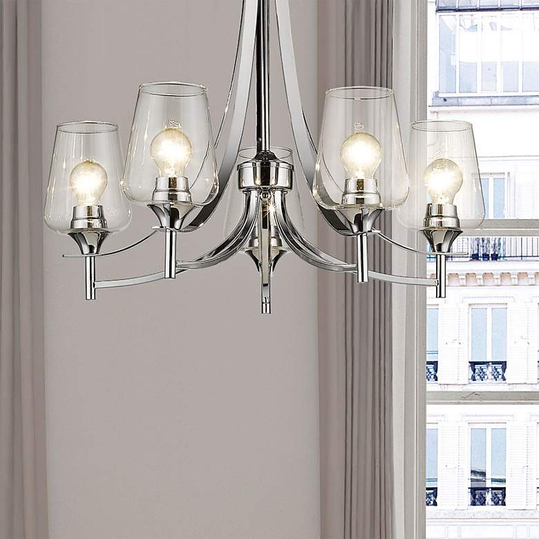 Image 2 Joliet 25" Wide Chrome 5-Light Chandelier