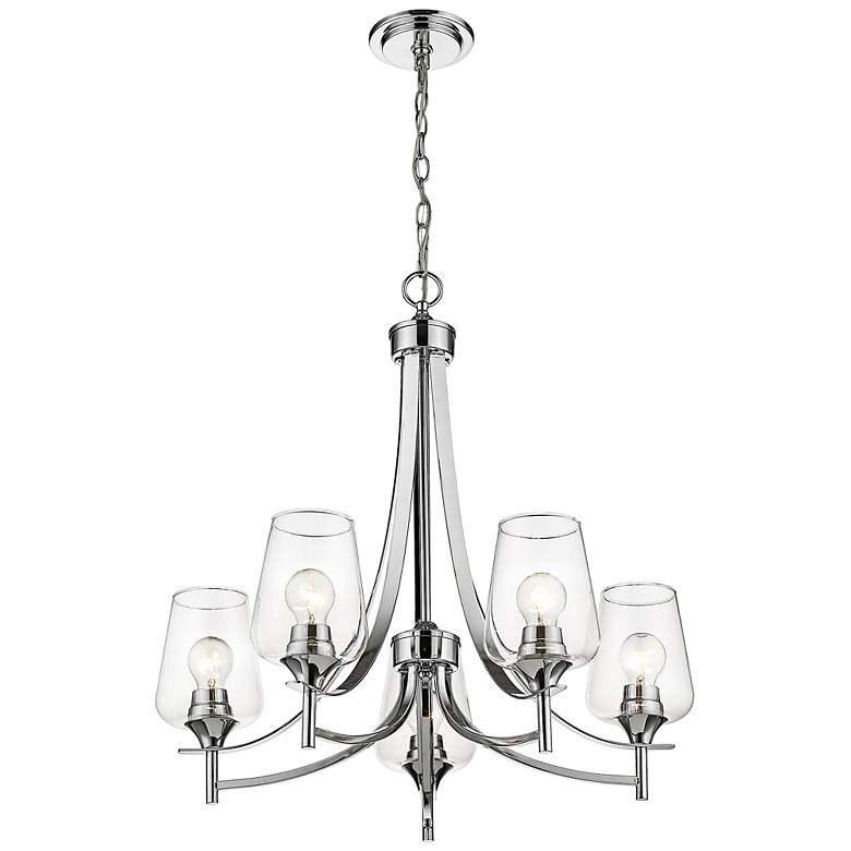 Image 6 Joliet 25" Wide Chrome 5-Light Chandelier more views