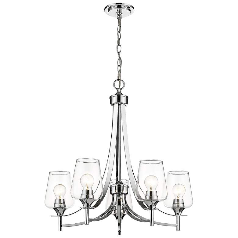 Image 7 Joliet 25" Wide Chrome 5-Light Chandelier more views