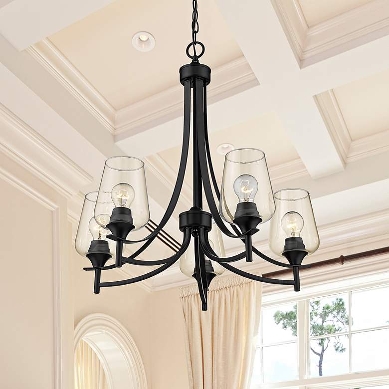 Image 2 Joliet 25" Wide Matte Black 5-Light Chandelier