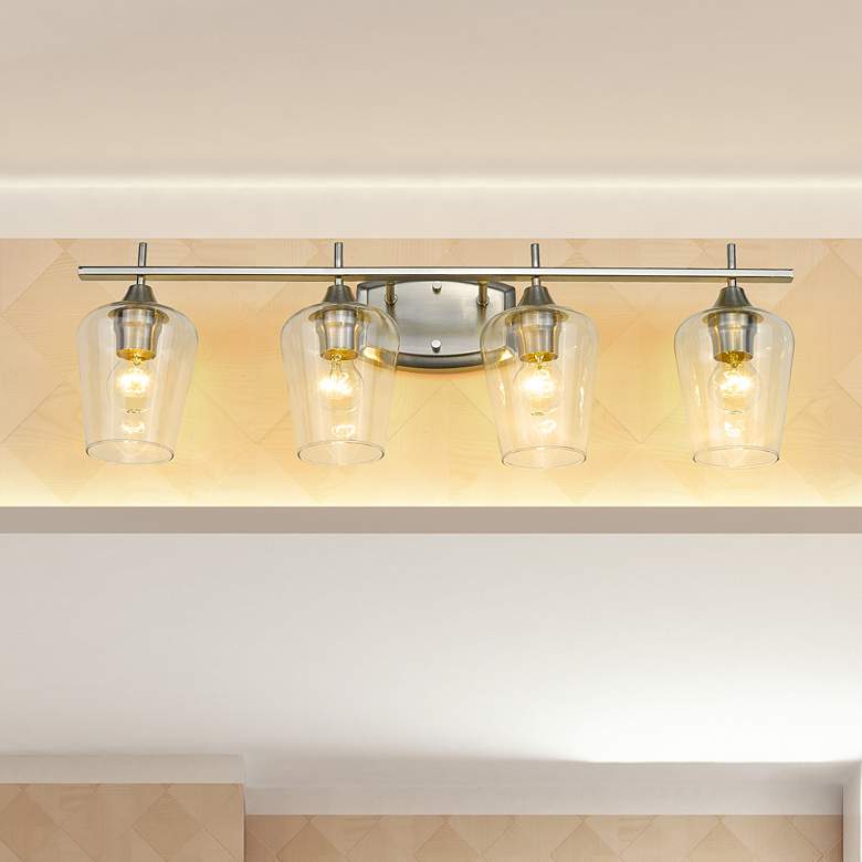 Image 2 Joliet 30" Wide Brushed Nickel 4-Light Bath Light