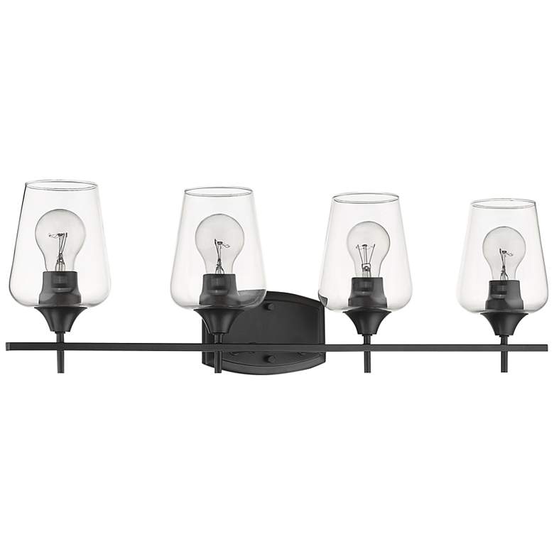 Image 2 Joliet 30 inch Wide Matte Black 4-Light Bath Light