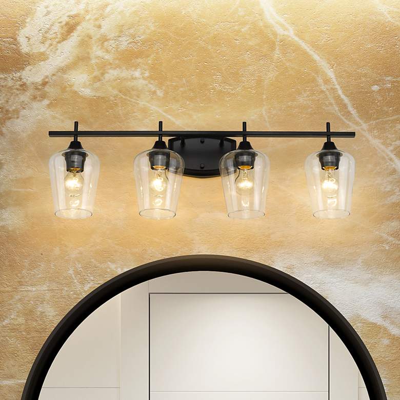 Image 2 Joliet 30" Wide Matte Black 4-Light Bath Light