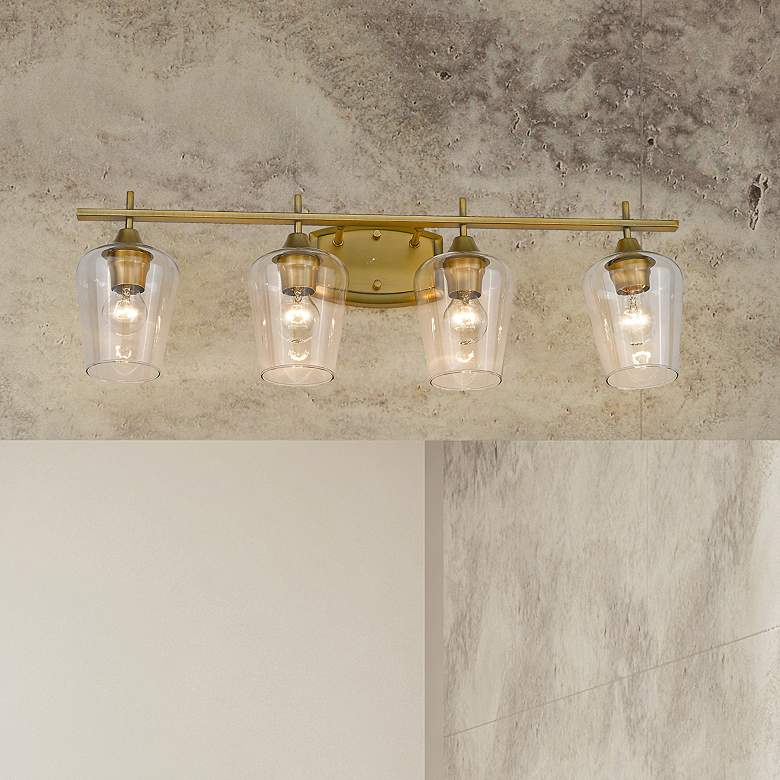 Image 2 Joliet 30" Wide Olde Brass 4-Light Bath Light
