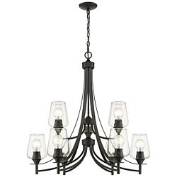 Joliet 31" Wide Matte Black 9-Light Chandelier