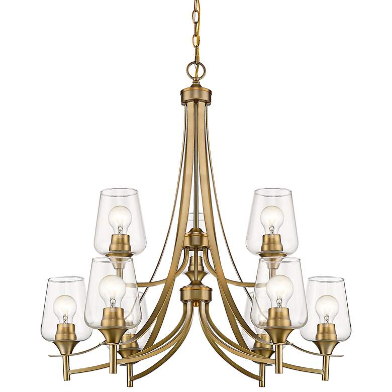Image 2 Joliet 31" Wide Olde Brass 9-Light 2-Tier Chandelier
