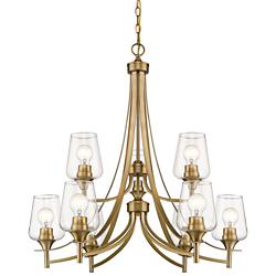 Joliet 31" Wide Olde Brass 9-Light 2-Tier Chandelier