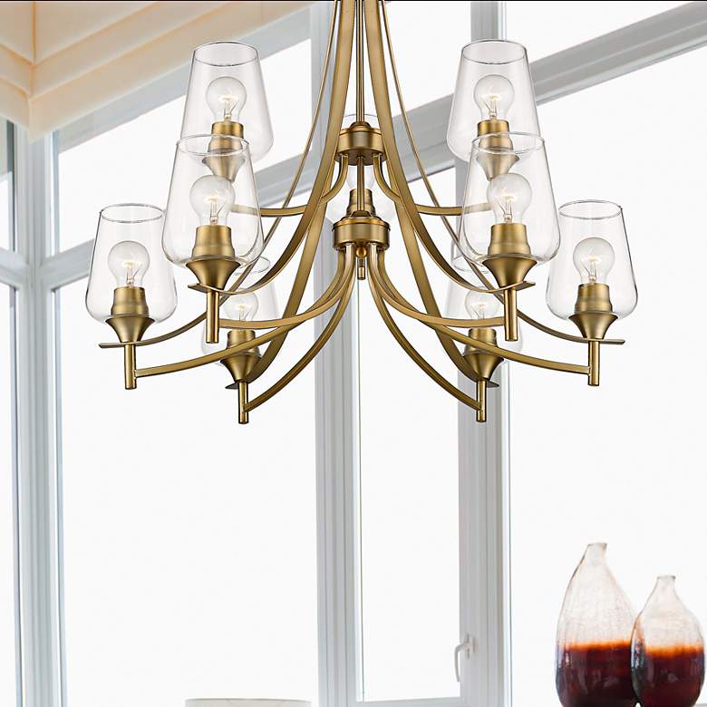 Image 1 Joliet 31" Wide Olde Brass 9-Light 2-Tier Chandelier