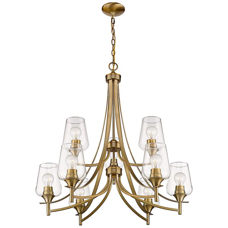 Image 5 Joliet 31" Wide Olde Brass 9-Light 2-Tier Chandelier more views