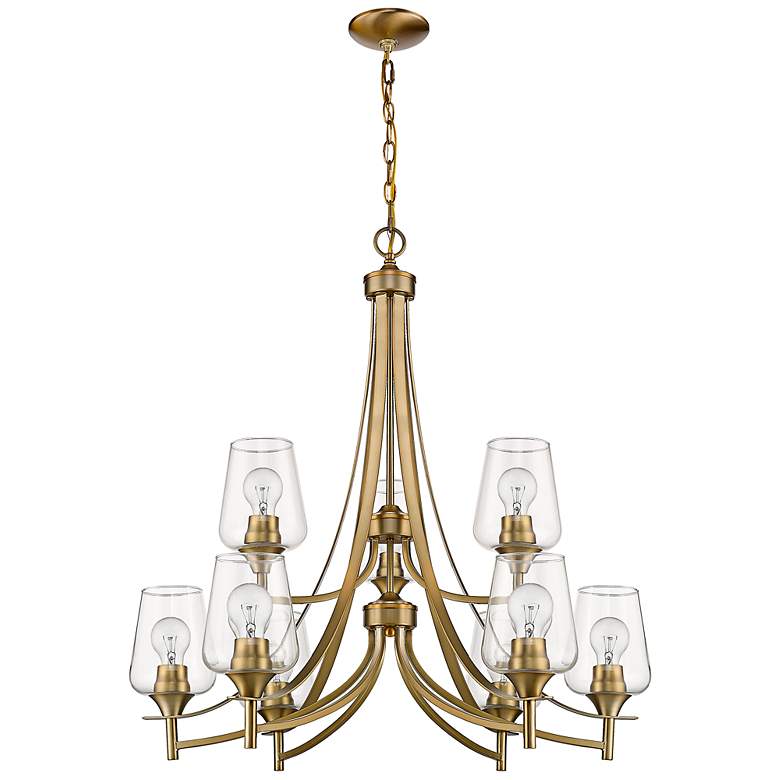 Image 7 Joliet 31" Wide Olde Brass 9-Light 2-Tier Chandelier more views