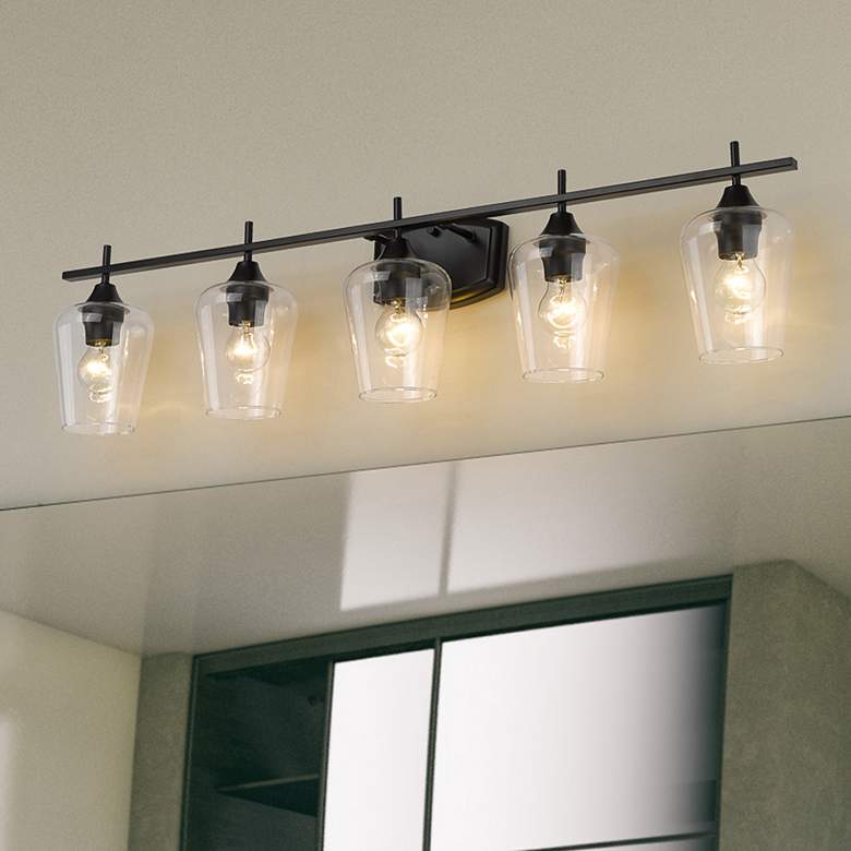 Image 2 Joliet 38" Wide Matte Black 5-Light Bath Light