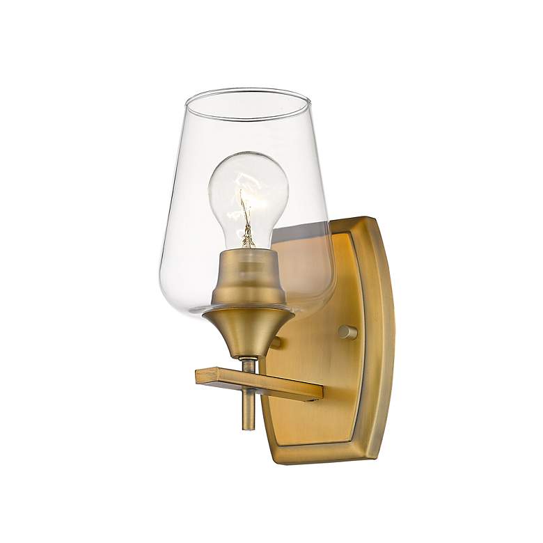Image 4 Joliet 9 1/2" High Olde Brass Wall Sconce more views