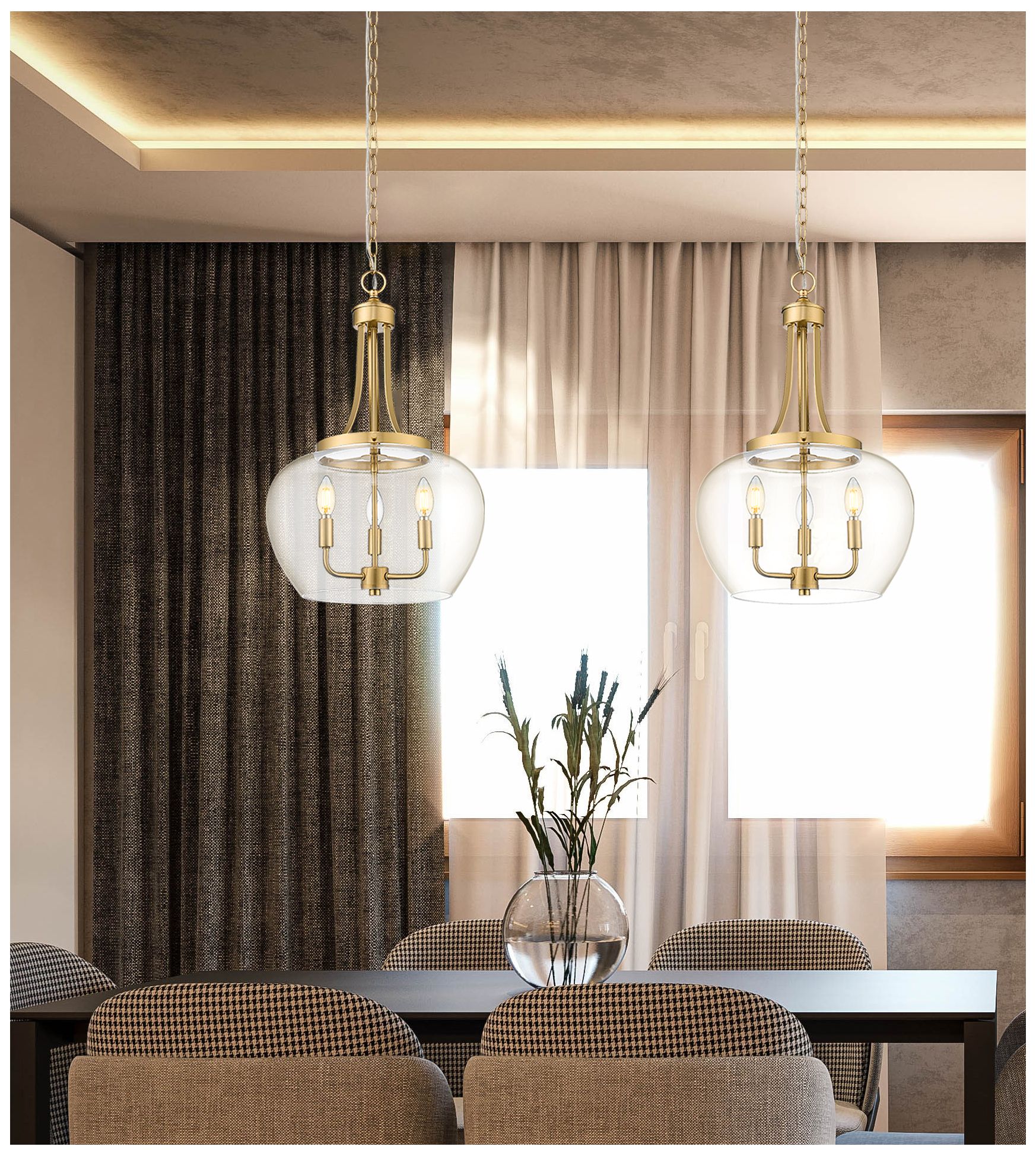 Image 3 Joliet by Z-Lite 15.75 inch Burnished Brass 3 Light Pendant more views