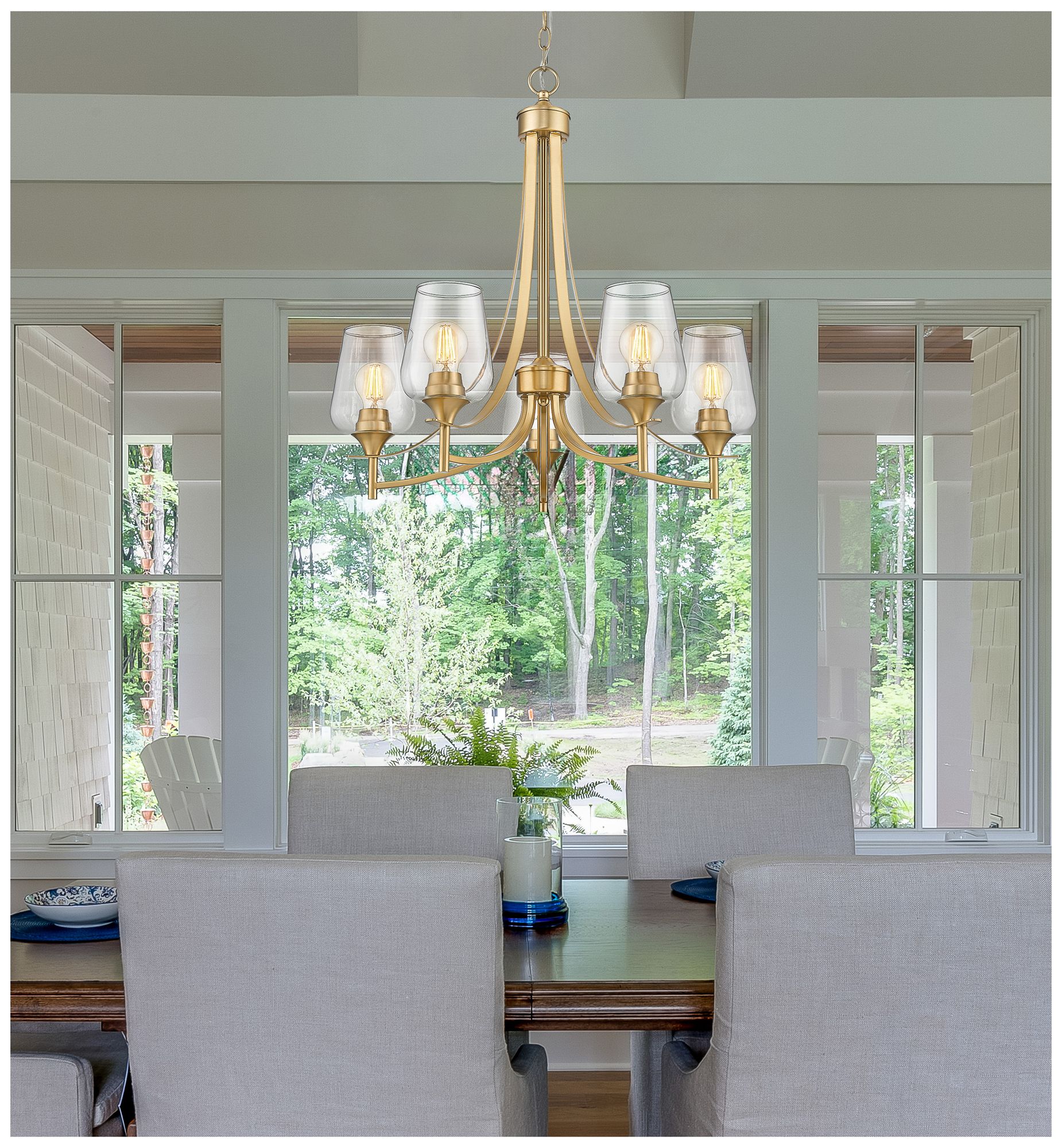 Image 3 Joliet by Z-Lite 25 inch Burnished Brass 5 Light Chandelier more views