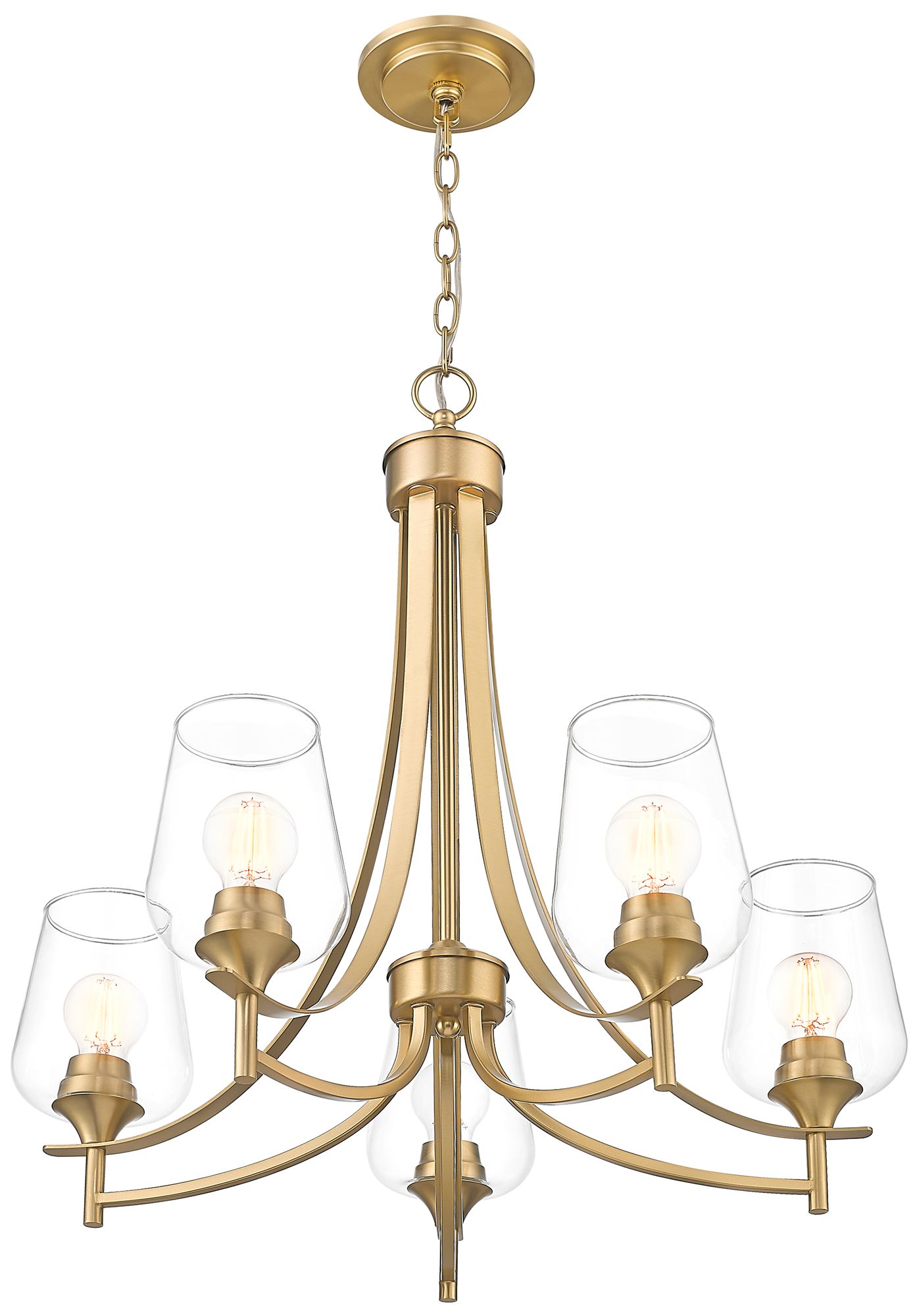 Image 4 Joliet by Z-Lite 25 inch Burnished Brass 5 Light Chandelier more views