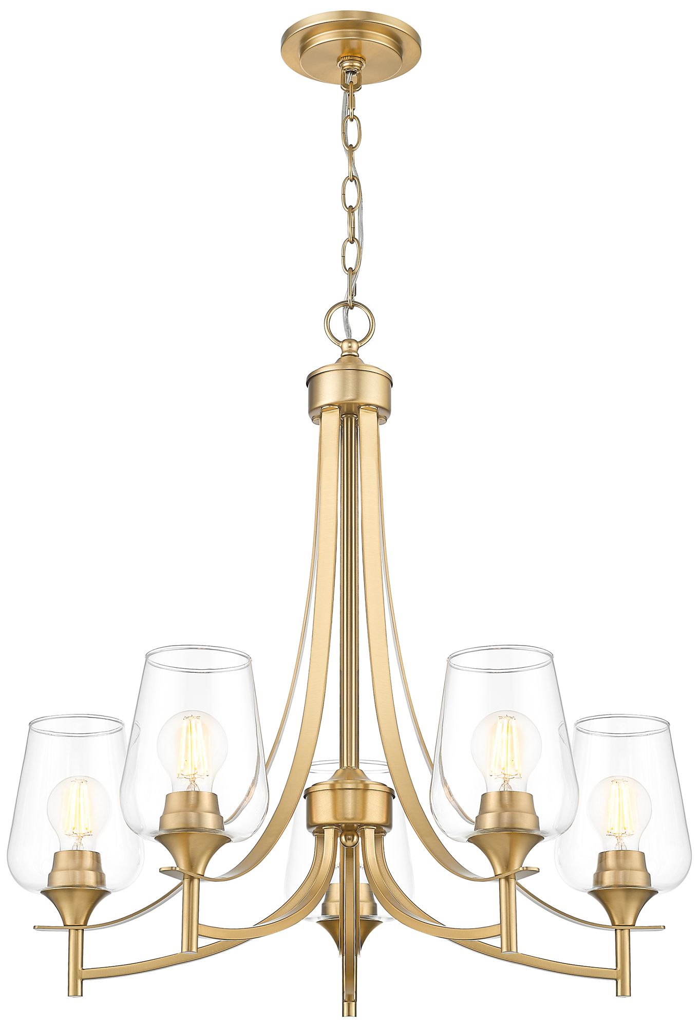 Image 5 Joliet by Z-Lite 25 inch Burnished Brass 5 Light Chandelier more views