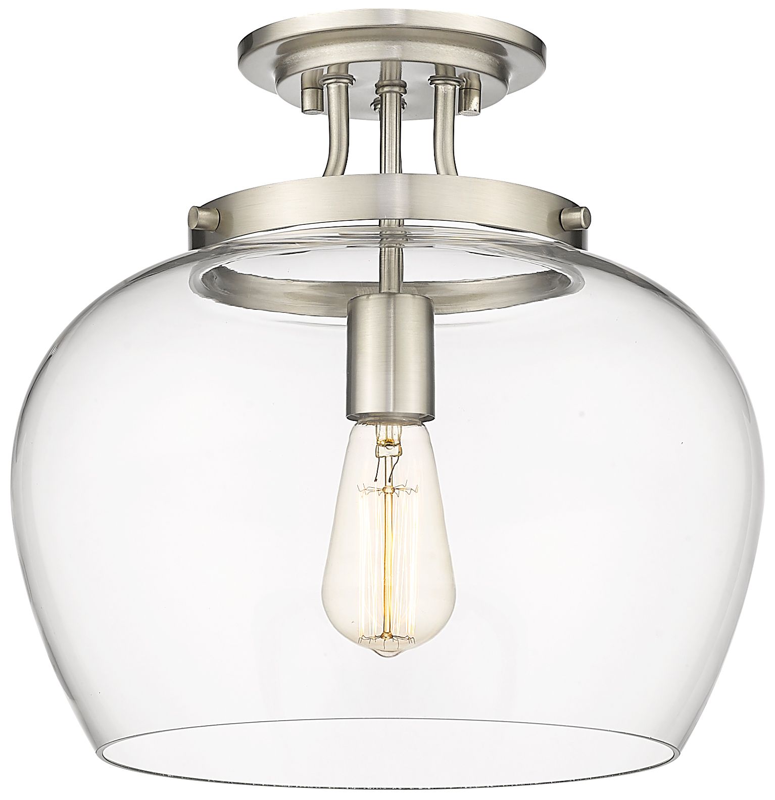 Joliet by Z-Lite Brushed Nickel 13 inch 1 Light Semi Flush Mount