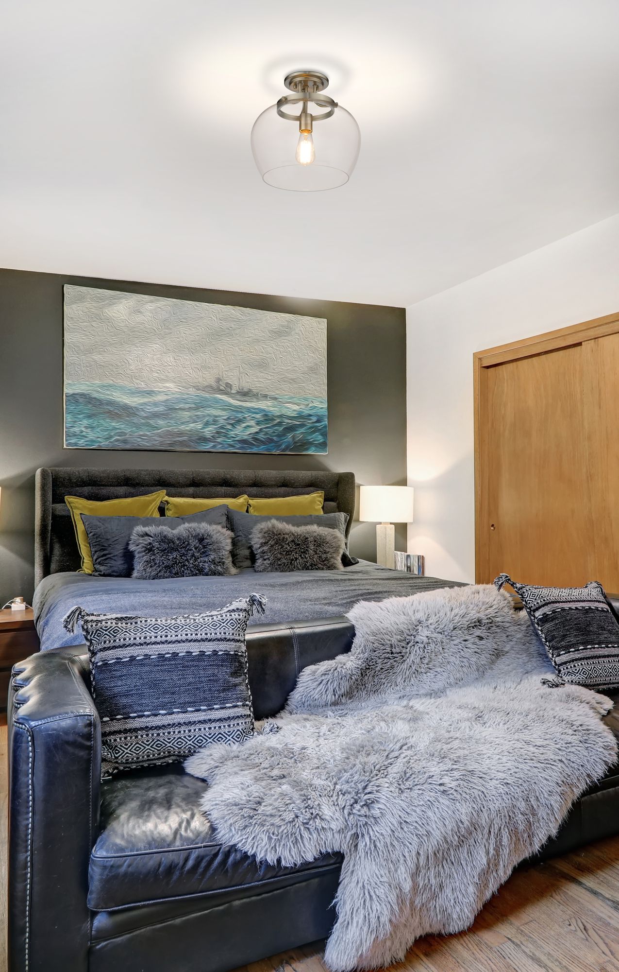 Image 2 Joliet by Z-Lite Brushed Nickel 13 inch 1 Light Semi Flush Mount more views