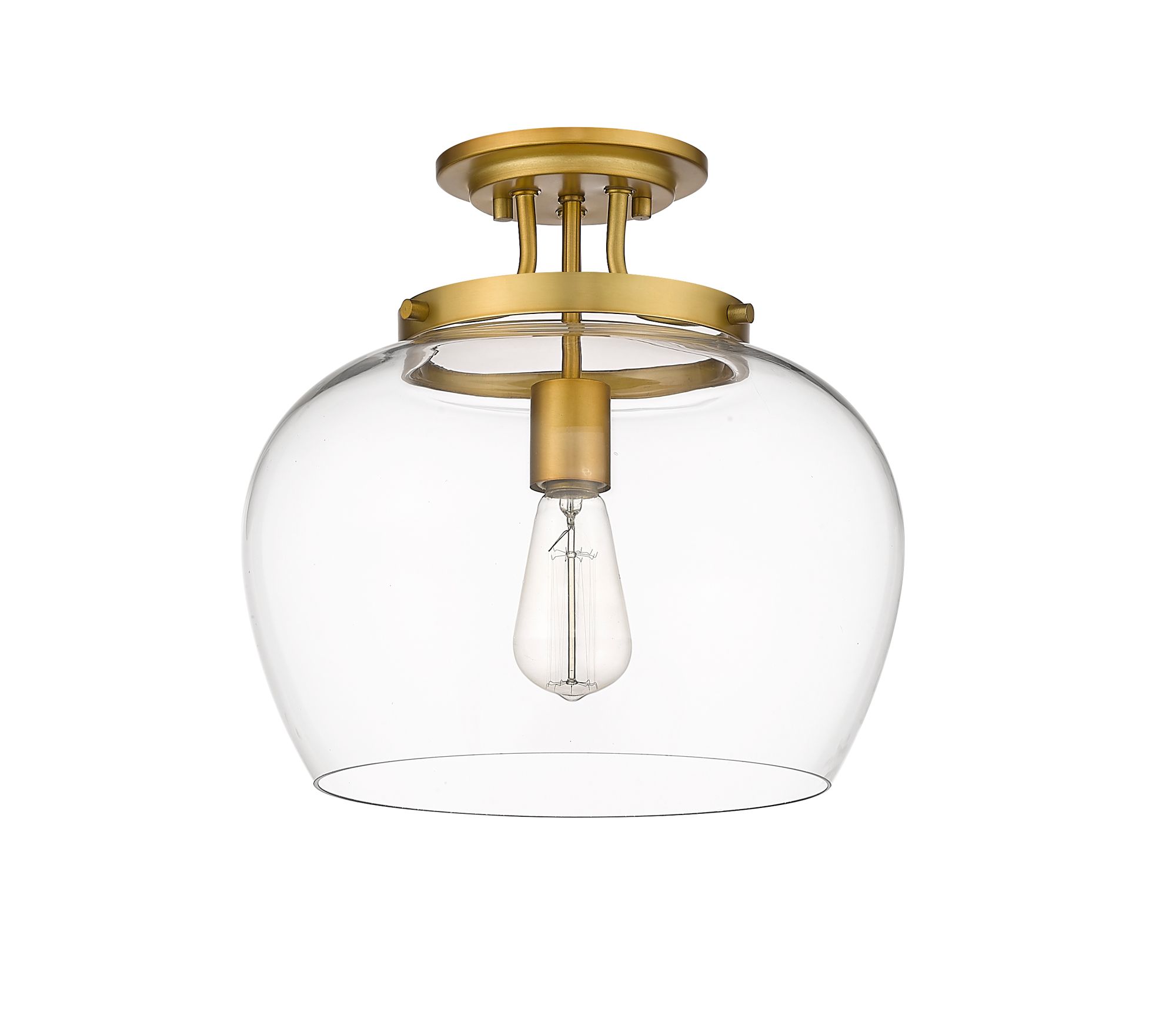 Joliet by Z-Lite Olde Brass 13 inch 1 Light Semi Flush Mount
