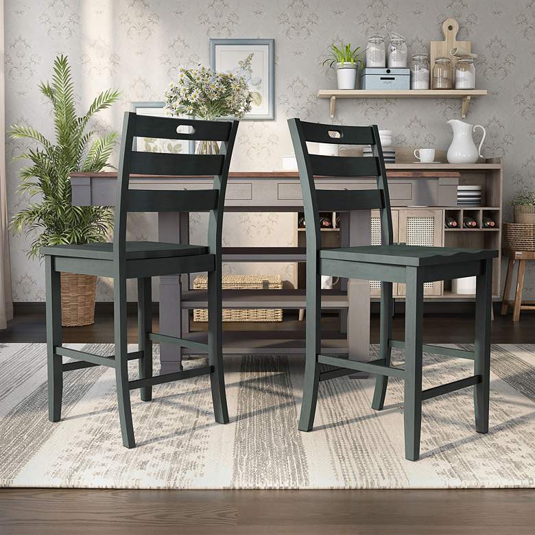 Image 7 Jolines 24" Antique Gray Wood Counter Stools Set of 2 more views