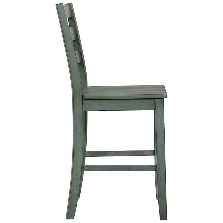Image 4 Jolines 24" Antique Green Wood Counter Stools Set of 2 more views