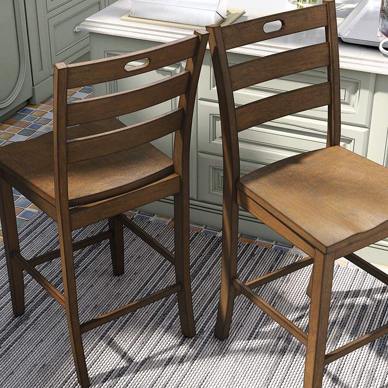 Image 6 Jolines 24" Live Edge Oak Wood Counter Stools Set of 2 more views