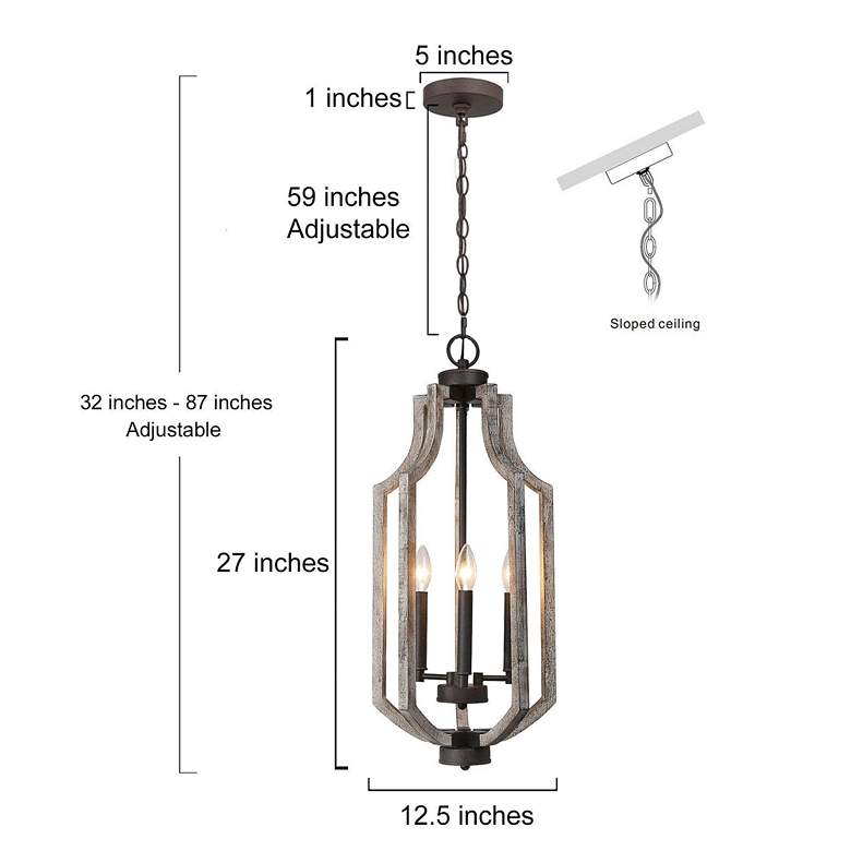 Image 6 Jolla 12 3/4 inchW Distressed Weathered Wood 3-Light Chandelier more views