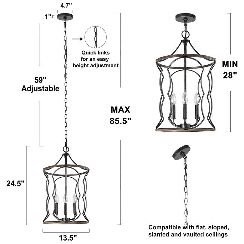 Image 7 Jolla 13.4" Wide Antique Brushed Silver 4-Light Cylinder Chandelier more views