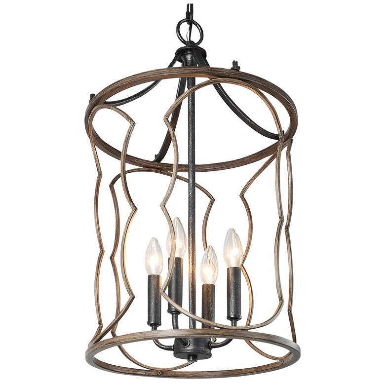 Image 1 Jolla 13.4" Widefaux Wood 4-Light Cylinder Chandelier