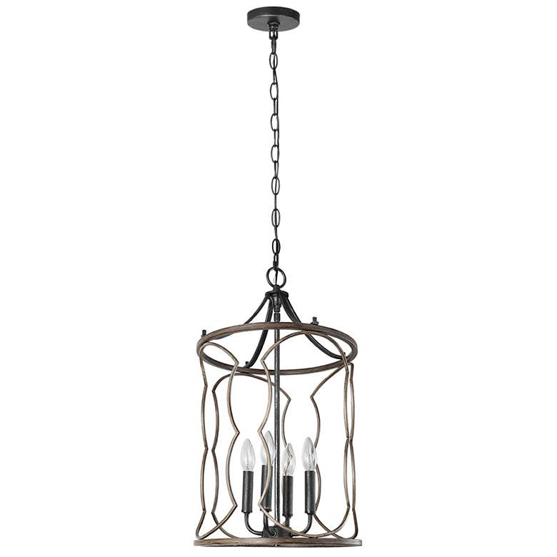 Image 7 Jolla 13.4" Widefaux Wood 4-Light Cylinder Chandelier more views