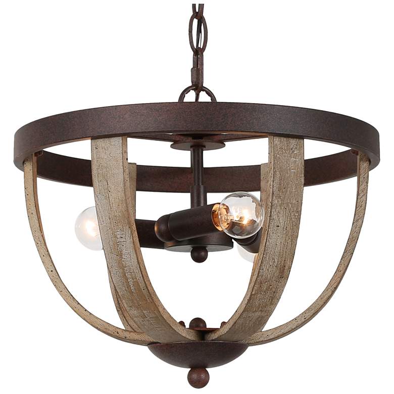 Image 1 Jolla 13.8" Wide Distressed Wood 3-Light Unique Chandelier