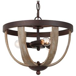 Jolla 13.8" Wide Distressed Wood 3-Light Unique Chandelier