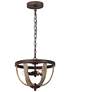 2_Jolla 13.8" Wide Distressed Wood 3-Light Unique Chandelier more views
