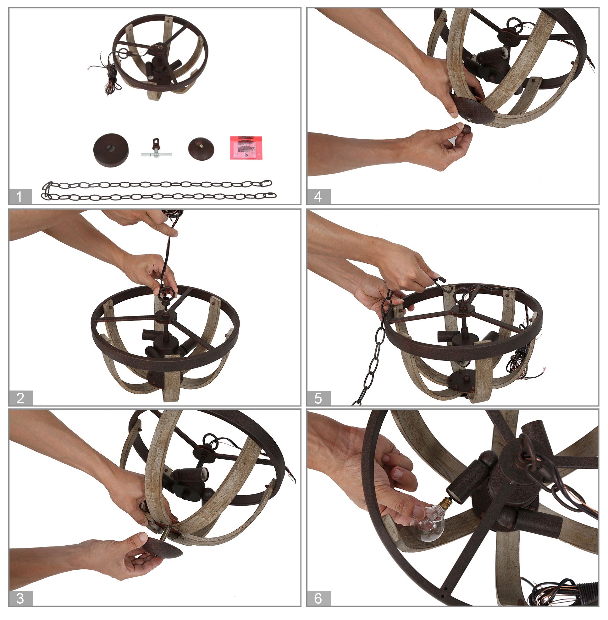 Jolla 13.8" Wide Distressed Wood 3-Light Unique Chandelier