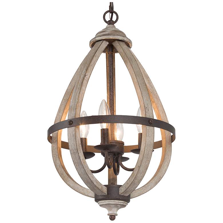 Image 2 Jolla 13" Wide Rusty and Gray-Washed 4-Light Chandelier