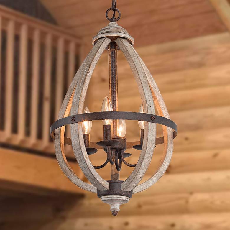 Image 1 Jolla 13" Wide Rusty and Gray-Washed 4-Light Chandelier