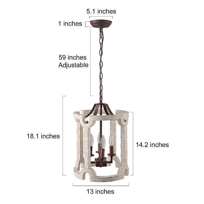 Image 5 Jolla 13" Wide Weathered White Wood 4-Light Pendant more views