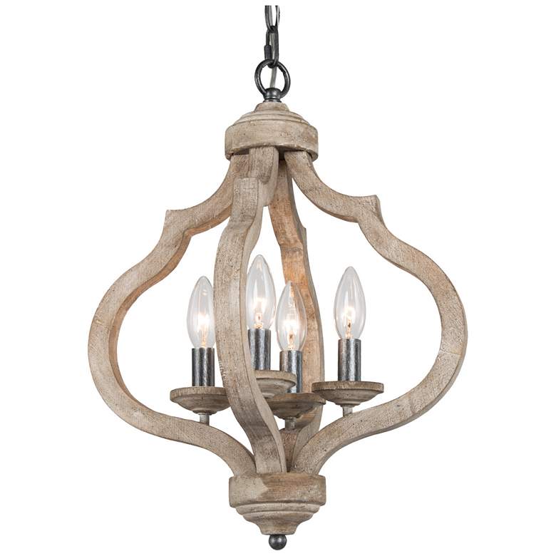 Image 1 Jolla 14.2" Wide 4-Light Lantern Wood Pendant Light