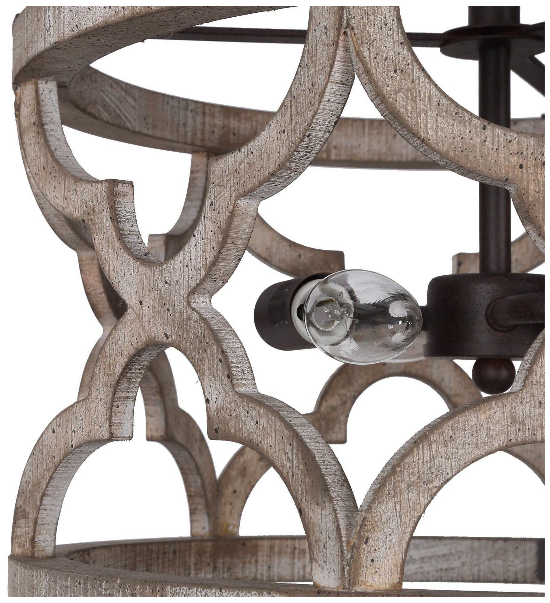 Jolla 14" Wide Drum Wood 3-Light Ceiling Light