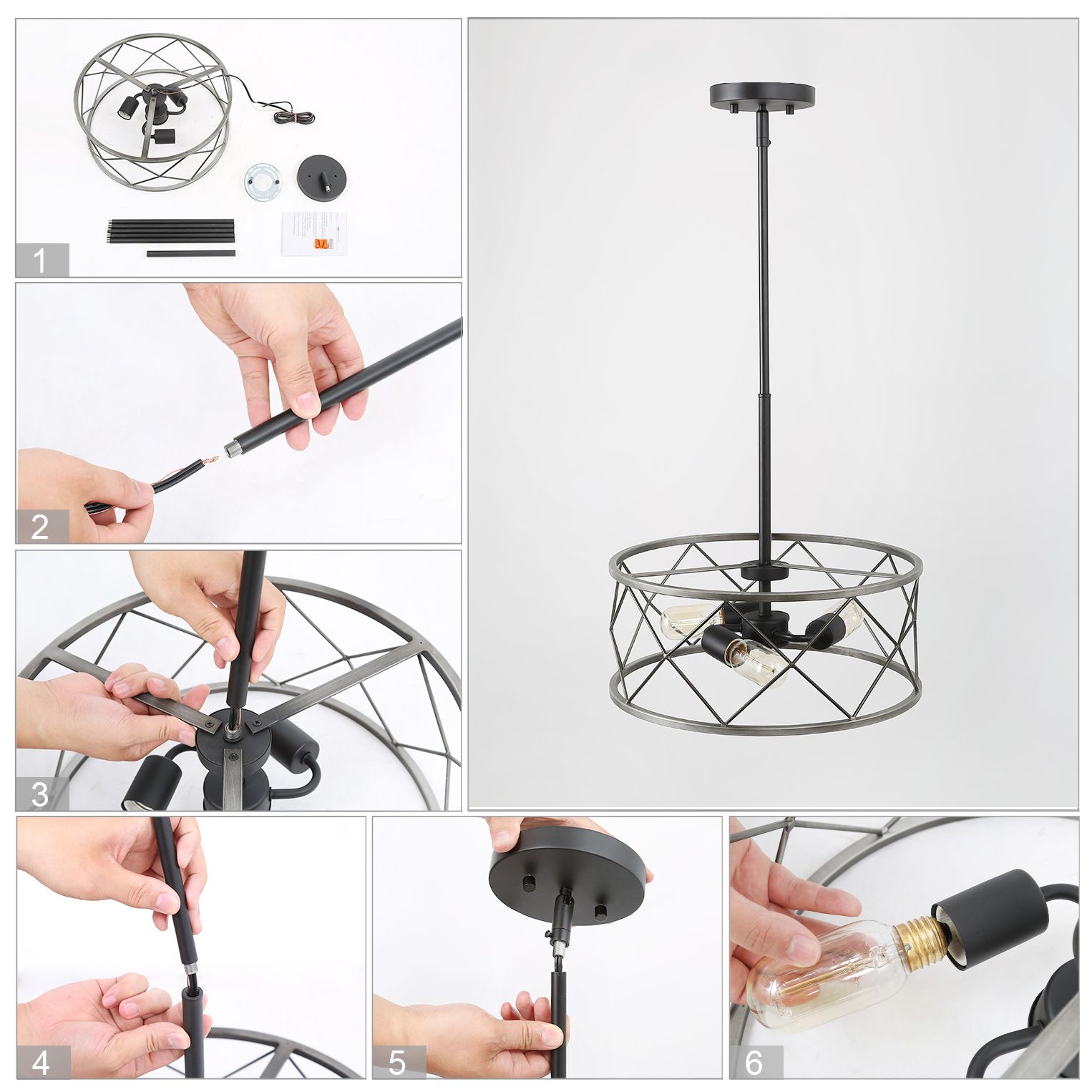 Jolla 15.7" Wide 3-Light Drum Metal Chandelier