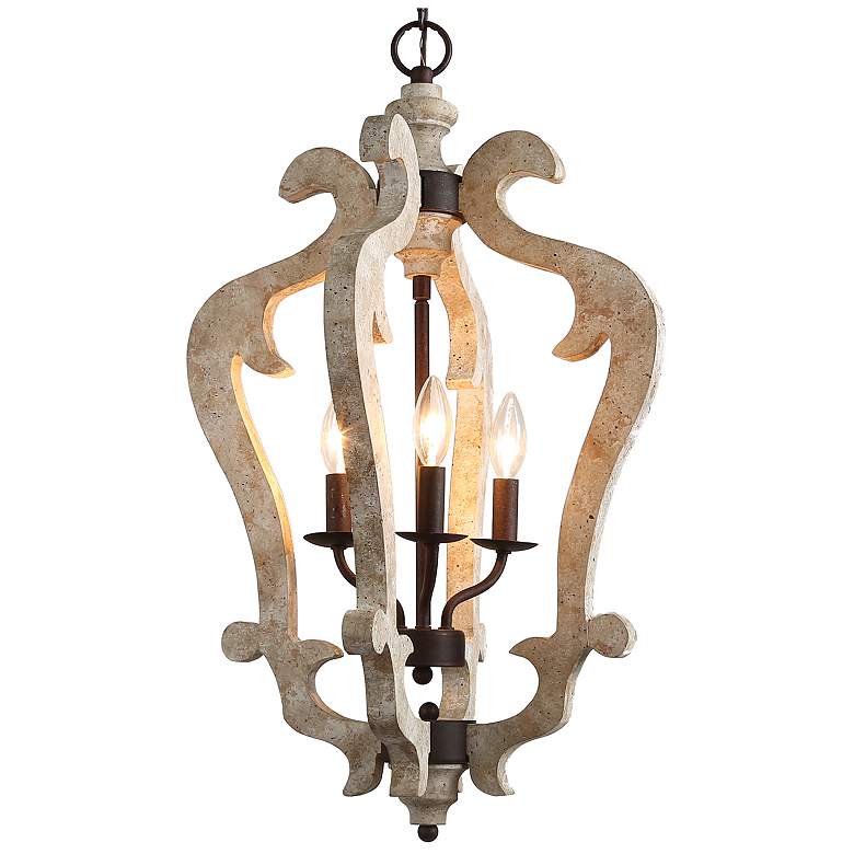 Image 1 Jolla 16.5" Wide 3-Light Natural Wood Lantern Chandelier
